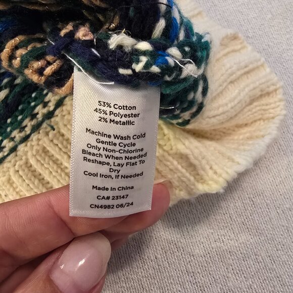 Talbots Plus Cardigan 3X 3XL Sweater Button Down Gold Metallic Green Blue Cream - Picture 10 of 15